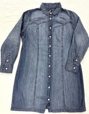 Lee Women  s Heritage Western Denim Shirt Dress Woman  s Lg Timeless Cowboy Chic