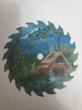 Hand painted saw blade signed by artist 7 inch