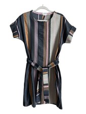 34N 118W Anthropologie Austen Striped Tunic Dress Women’s XS Striped Belted Raw
