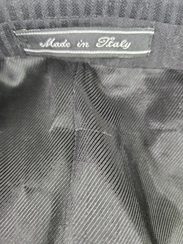 Bachrach 羊毛套装意大利男式 42R 黑色针条纹打褶前裤 36Wx28.5 — 第 3/4 张图片