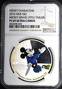 2016 Niue $2 Disney Characters Mickey-Brave Little Taylor NGC PF69UC