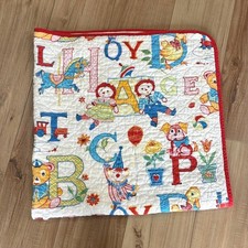 Vintage Raggedy Ann baby blanket with ABCs- red and white thin quilt