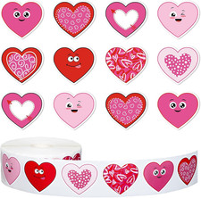 1000Pcs Valentine'S Day Heart Stickers Roll Funny Red Pink Heart Stickers Love H