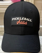 Banger PICKLEBALL ADDICT Black Mesh Back Adjustable Strap Cap Hat