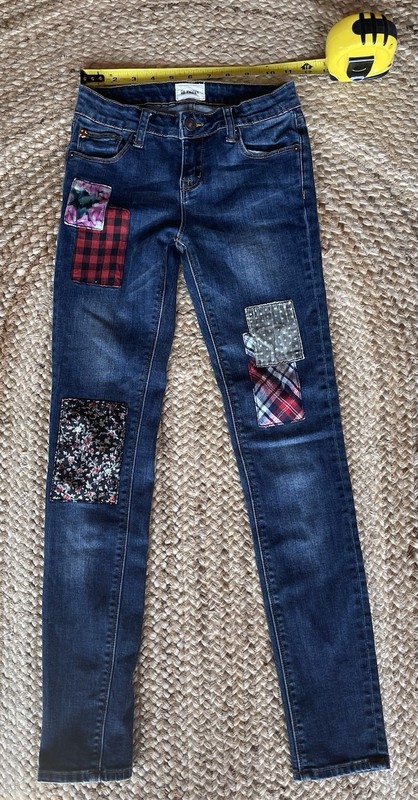 Hudson Girls Skinny Jeans, EUC,  Size 12, Blue Denim with Patchwork Design