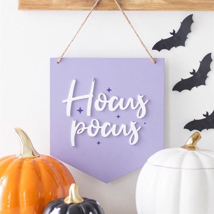 Purple Hocus Pocus Hanging Sign | Hanging Halloween Decoration