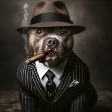 ai art digital download bulldog dressed as detective smoking