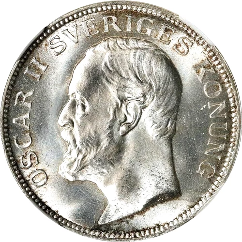 1907 EB Sweden 1 Krona, NGC MS 66, Attractive Example