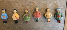 6 Rare Asian Russian Miniature Plastic Figurines folk costumes See Pics And Desc