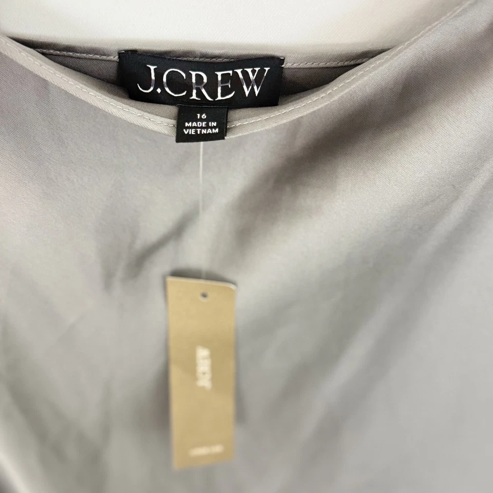 Vestido sin Mangas J.CREW Gwyneth 16 Lustre Charmeuse Gris Cami Satinado Capas B47 Foto 4 de 4