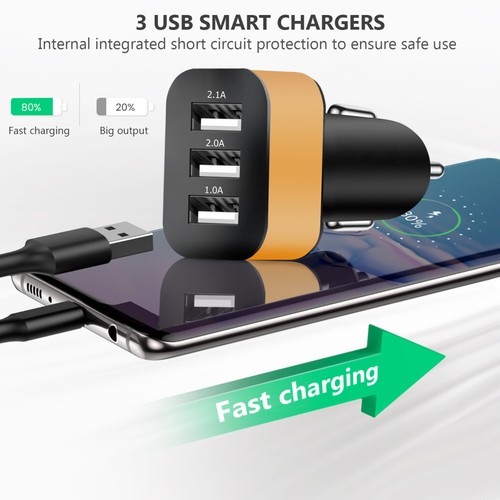 Car Charger Cup Holder Power Innverter with Triple USB Charging Ports 2.1A for - 第 4/12 張圖片