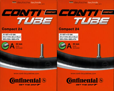 2x Continental Compact 24 Schlauch 24 Zoll AV (32/47-507/540) AV 40mm