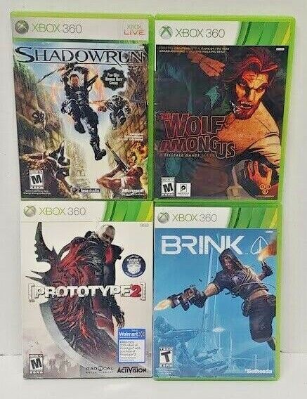 Xbox 360 - 4 Game Lot Prototype 2, Shadowrun, Brink, The Wolf Among Us  Tested !