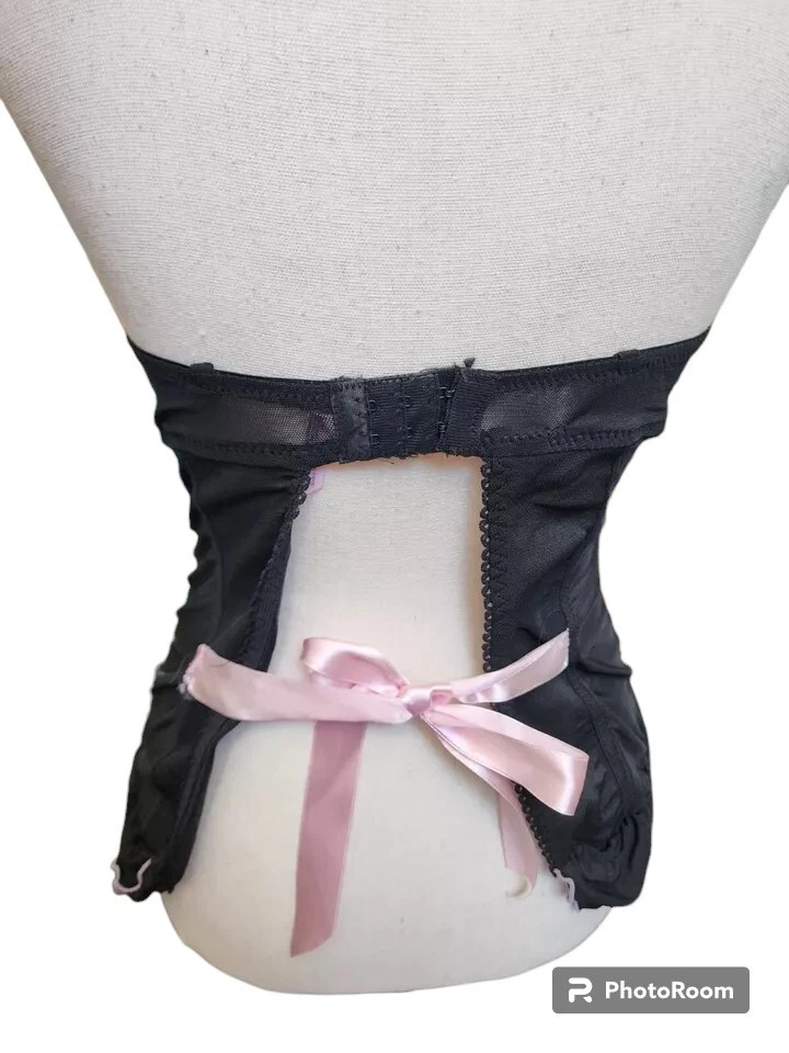 Sexy chica nativa íntima talla 36B bustier de encaje negro/rosa Foto 4 de 4