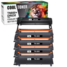 4x TN660 Toner 1x DR630 Drum Compatible With Brother HL-L2300D Printer - 5 Pack
