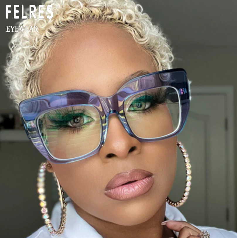 Women Oversize Square Anti Blue Light Reading Glasses Full  display picture 3