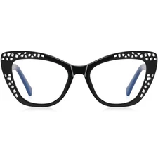 Cat-Eye Glasses for Women Cut Out Plastic Eyeglasses Frames Spring Hinges Red