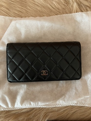 Authentic Chanel Quilted Lambskin Long Wallet Black Preloved