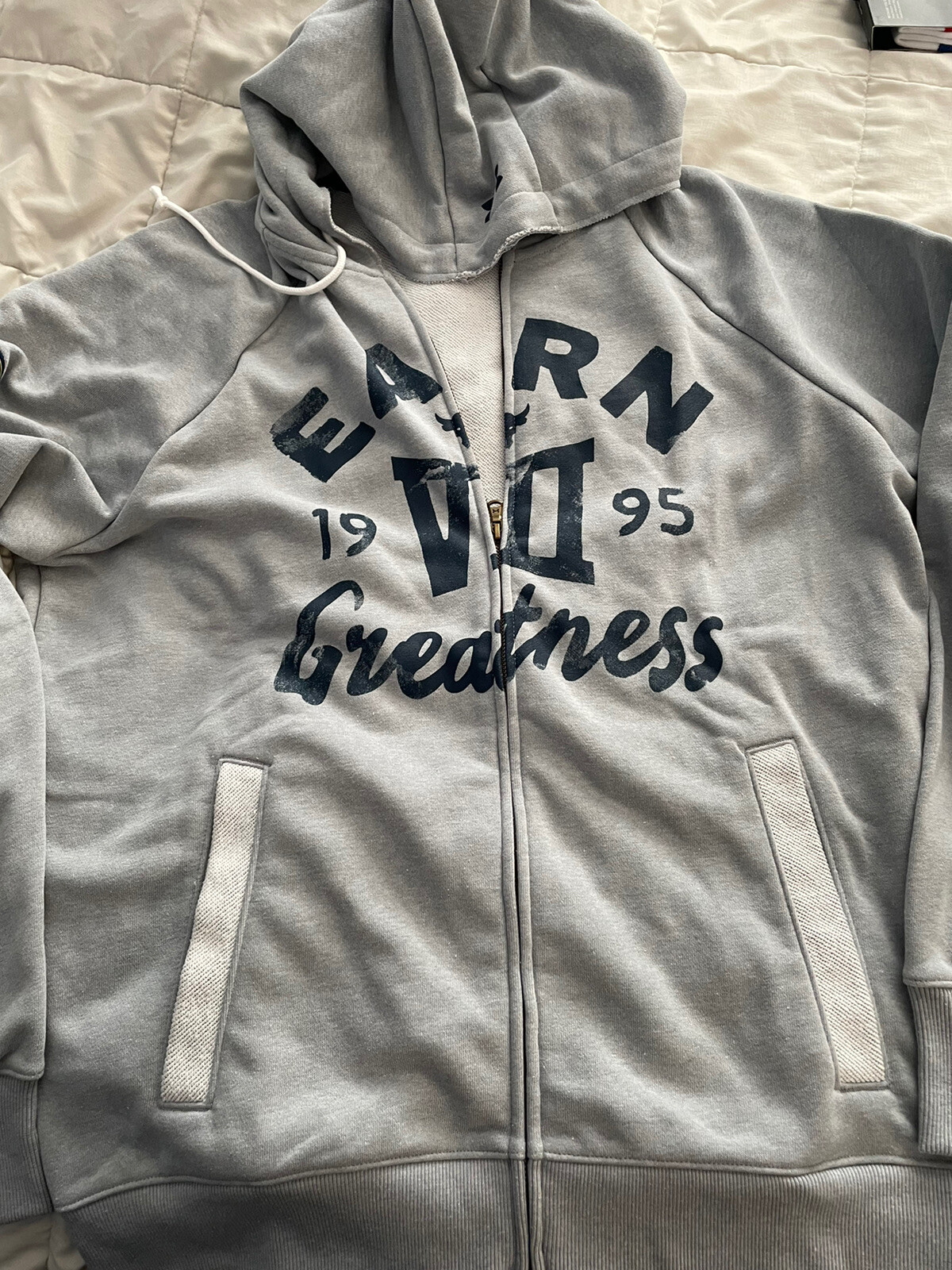 Under Armour Project Rock Full Zip Mens L Earn Greatness Hooded Grey  1370456 | eBay