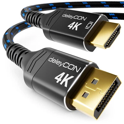DELEYCON DisplayPort DP auf HDMI Adapter Kabel 4K @60Hz HDMI 1.4 HDR Konverter Kabel ALU