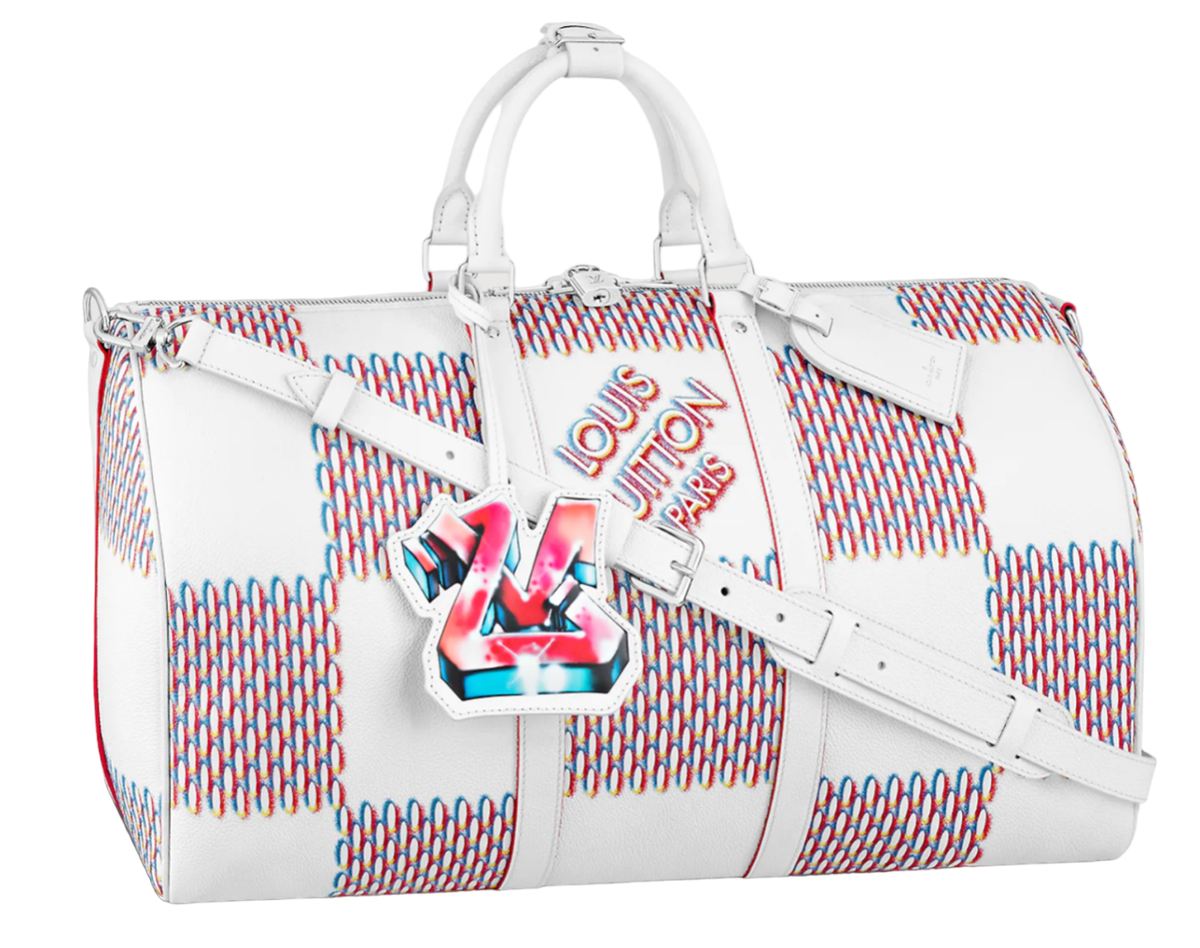 Louis Vuitton ケースホワイト Louis Vuitton Taiga Monogram Eclipse Keepall Bandouliere 50 Optic