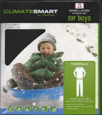 Cuddl Duds Climate Smart Boys Thermal Black 2 Pcs Long Sleeve Pant XS 4/5 New