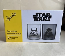 STAR WARS Dark Side Monochrome Drinking Glasses NEW NIB Set JOY JOLT 10 oz