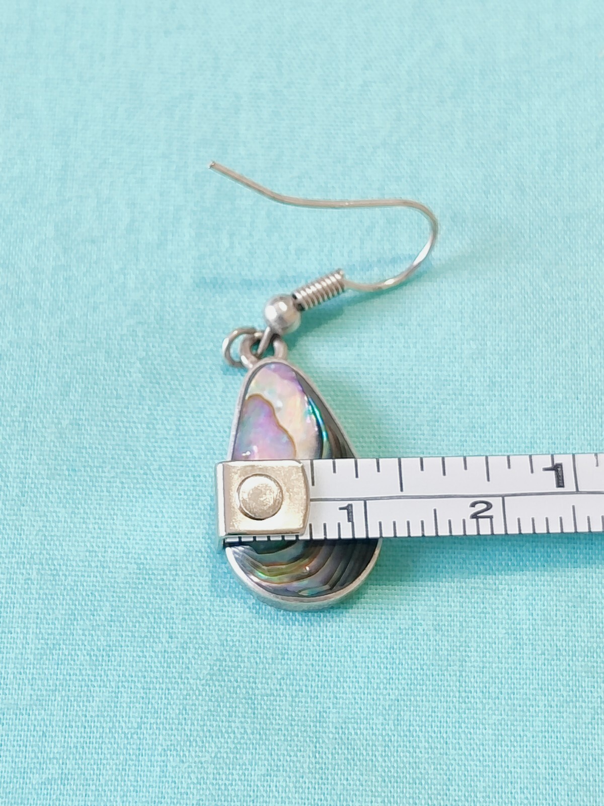 Sterling Silver Abalone Inlay Dangle Drop Earrings - image 6