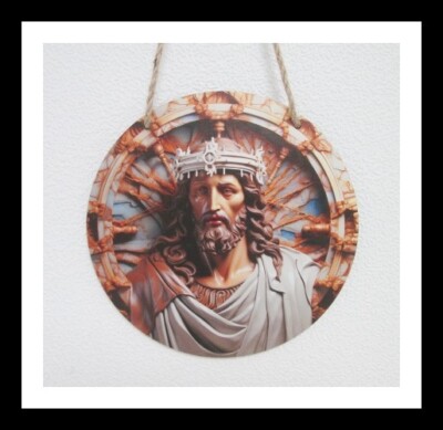UNSER HERR JESUS CHRISTUS GEKREUZIGT - 8 ZOLL FLACHE 2D CHRISTLICH RELIGIÖS - HOLZPLAKETTE