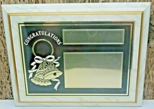 Congratulations Wedding White Marble Plaque Engravable 9 Inch X 7 Inch Vintage