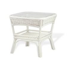 Natural Rattan Wicker ECO Handmade Design Alexa Square Coffee Table White