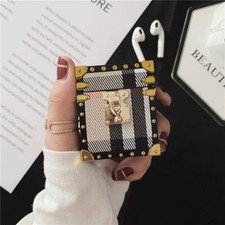 Luxury AirPods case for Women Girls Stripe Designer Leather for AirPods 1  2