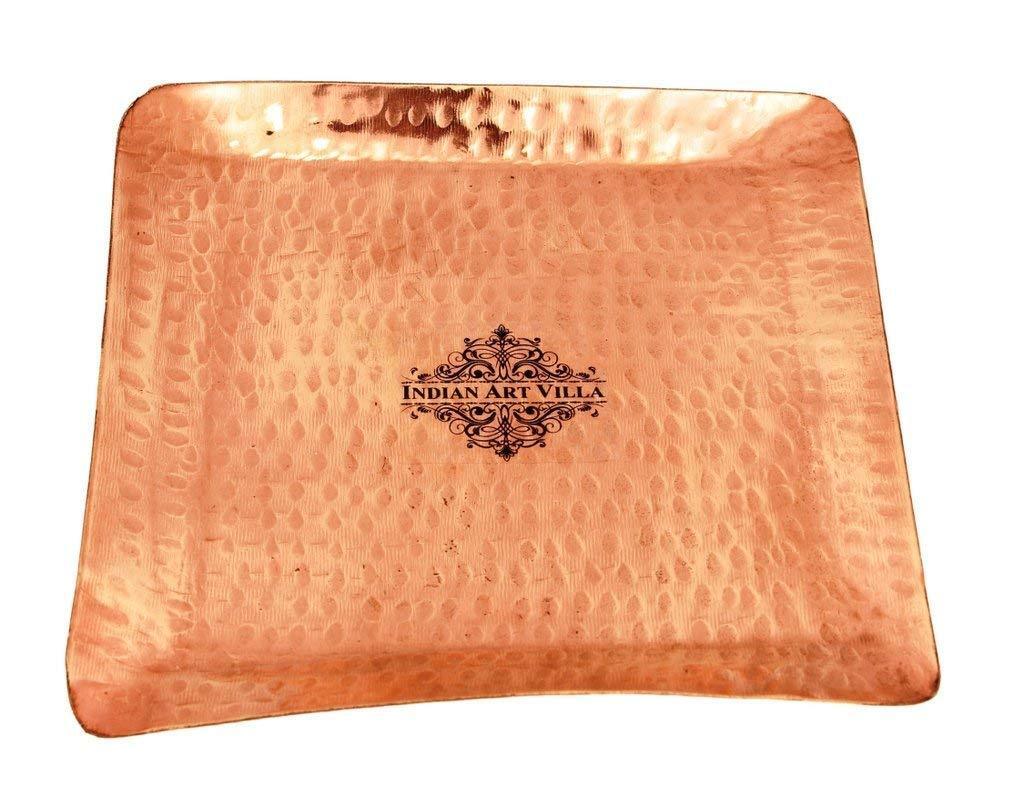 Pure Copper Hammered Square Shaped  Tray Plate Serveware Tableware 6.5" Inch 