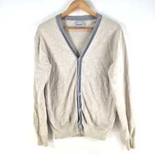 Brooksfield Cárdigan Hombre Talla M Tejido Beige Manga Larga Cuello en V Algodón 102134