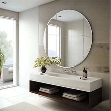 Large Frameless Mirror Round Wall Bathroom Vanity Mirror Over Sink Beveled Edge