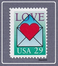 Scott #2618 Love, Envelope and Heart 29c (Single) 1992 Mint NH