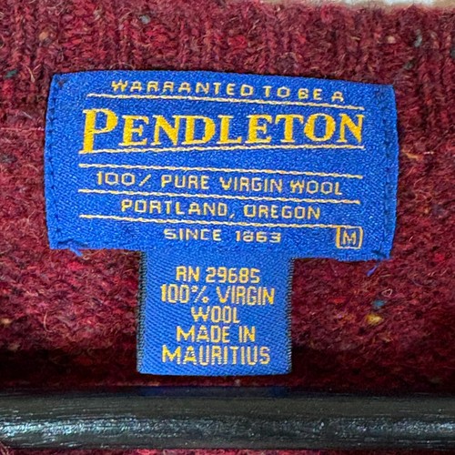 Pendleton Mens 100% Shetland Red Pullover Knit Sweater M Crewneck Heather - Picture 7 of 8