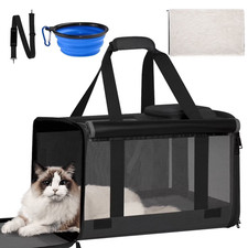Cat Carrier, Large Cat Carrier for Small Medium Dogs Cats, Foldable Soft-Side...