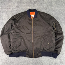 Vintage Mens MA-1 Bomber Jacket Black Padded ...