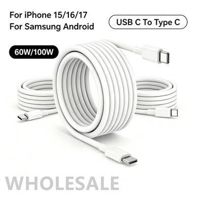 USB-C to Type C Cable Fast Charger For iPhone 16 17 15 Cube Charging Cable Lot