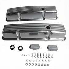 Fits 1958-1986 Chevy Sbc 283-400 Finned Polished Aluminum Tall Valve Covers
