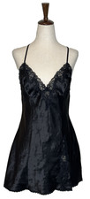 Vtg Fredericks Hollywood Nightie Lace Trim Nightgown Slip Dress Black WhimsyGoth