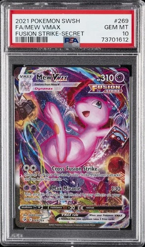 2021 POKEMON SWORD & SHIELD FUSION STRIKE SECRET #269 FULL ART/MEW VMAX PSA 10