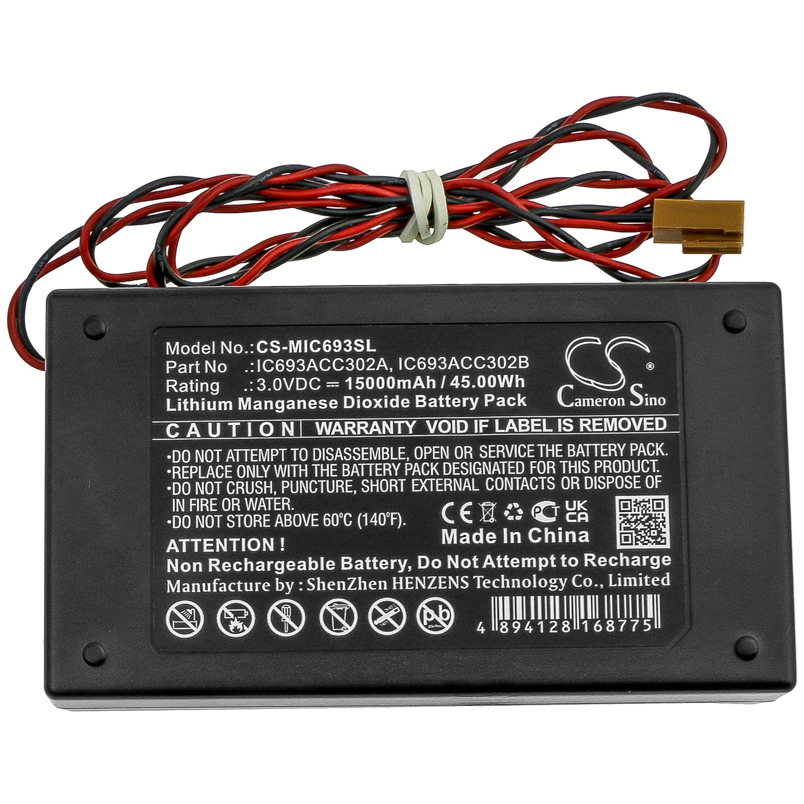 Battery for GE Fanuc IC693ACC302A IC693ACC302B 15000 mAh 3 V Li-MnO2 ...