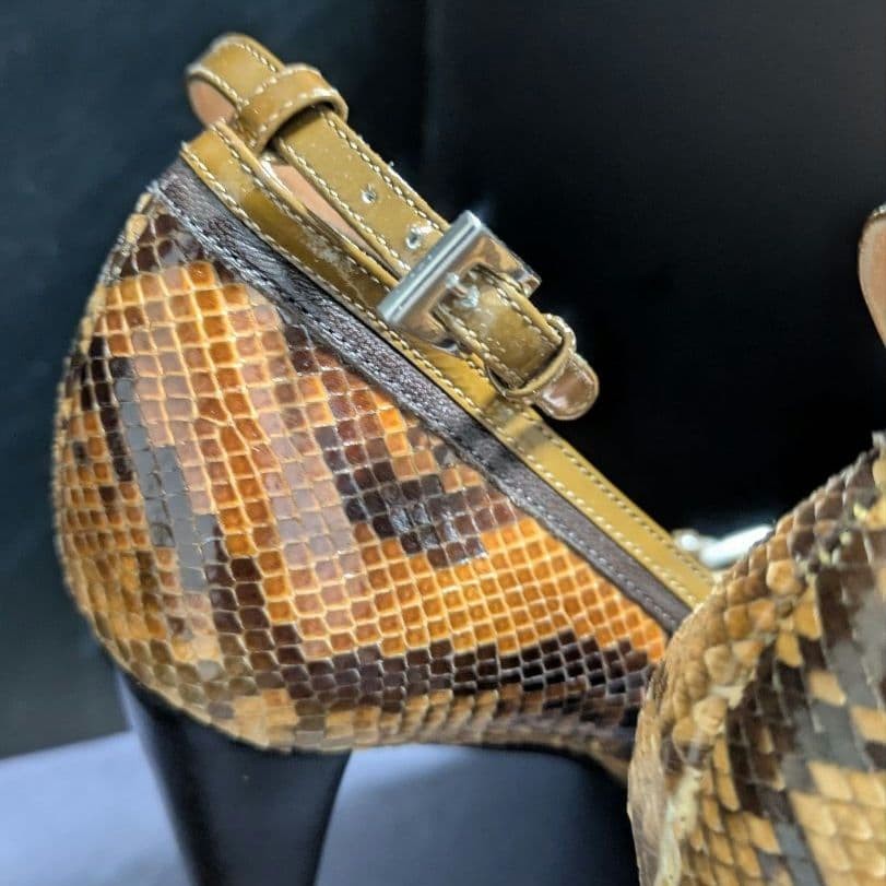 Rare PRADA Python Print Ankle Strap Heels Yellow … - image 13