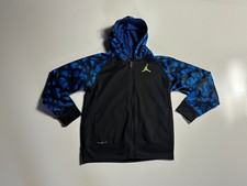 Air Jordan Therma-Fit Hoodie Boys L Black Zip-Up Activewear Sweatshirt Polyester