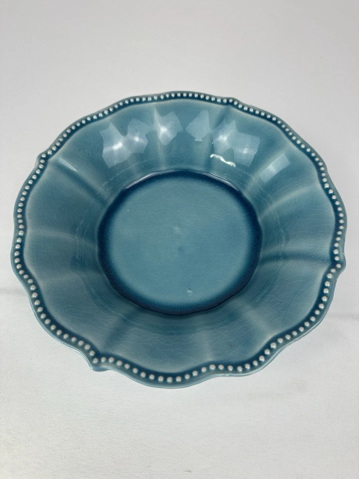 Tigela Pioneer Woman Paige Salada/Macarrão Azul Denim Floral Babado SOPA CEREAL - Imagem 2 de 4