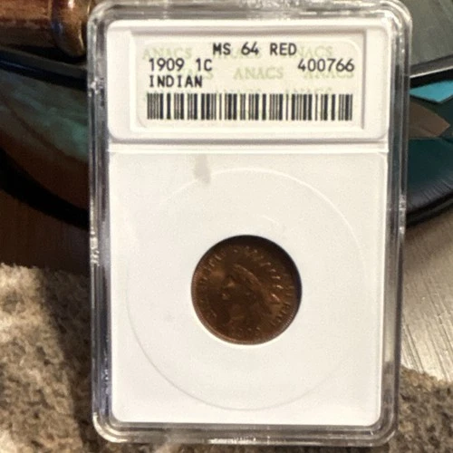 1909 Indian Head Small Cent MS 64 RD ANACS Bronze Philadelphia KM#90