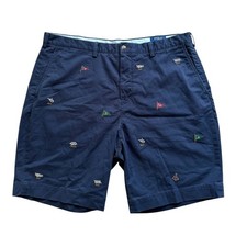 Polo Ralph Lauren Classic Fit Chino Shorts Size 38 Navy Stretch Cotton Nautical