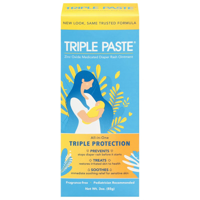 Triple Paste Diaper Rash Cream for Baby - 3 oz Tube - Zinc Oxide  EXP 10/29